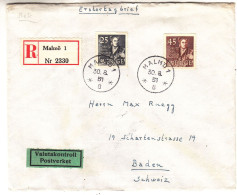 Suède - Lettre Recom De 1951 ° - GF - Oblit Malmö - Exp Vers Baden - - Covers & Documents