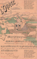 ILLUSTRATION - L'orage - Berger Et Bergère - Troupeau De Moutons - Notes De Musiques - Carte Postale Ancienne - Non Classés