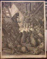 Gravure - Fable De La Fontaine - Conseil Tenu Par Les Rats - Gravée Par A.V. Bertrand, Dessinée Par Gustave Doré - 1868 - Prenten & Gravure