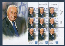 ISRAËL, **, Yv F 2356, Mi 2450, SG 2308, Ariel Sharon (1928-2014), Feuillet Avec Tabs, - Hojas Y Bloques