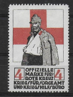 Österreich WW1 1914 - 1918 Rotes Kreuz (German Text) Spendenmarke Cinderella Vignet Werbemarke Propaganda - Fantasy Labels