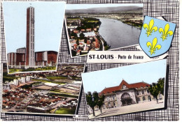 St Louis Porte De France ( 4 Vues Et Blason , Cachet Postal Du Centre De Natation Pierre De Coubertin En 1973 - Saint Louis