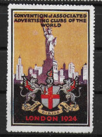 UK London 1924 Convention Of Associated  Advertising Clubs Cinderella Vignet Werbemarke Propaganda - Fantasy Labels