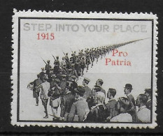 UK WW1 1915 Pro Patria Step Into Your Place Spendenmarke Cinderella Vignet Werbemarke Propaganda - Fantasy Labels