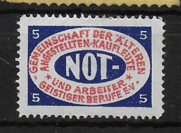 Deutsches Reich NOT  Social Service Spendenmarke Cinderella Vignet Werbemarke Propaganda - Fantasy Labels