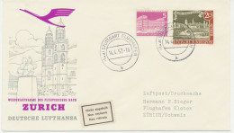 BUNDESREPUBLIK 14.4.1957, Erstflug Deutsche Lufthansa Mit Convair CV-440 „STUTTGART – ZÜRICH“ (Hab.139/Sie.98B) - Premiers Vols