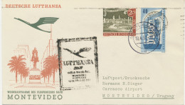 BUNDESREPUBLIK 10.4.1957, Erstflug Deutsche Lufthansa Nach Montevideo Mit Supperconstellation Im Zuge Der Fluglinie Nach - Primeros Vuelos