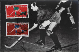 Espagne 1960 Y&T 991 Et 996. Carte Maximum. Hockey Sur Patins - Rasenhockey