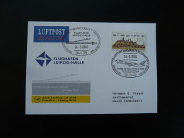 Lettre Premier Vol First Flight Cover Frankfurt Leipzig Airbus A340 Lufthansa 2000 - Primi Voli