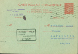 Guerre 40 Entier Pétain 80c Rouge Sur Vert CP Commerciale Storch B1 Chambre Commerce Paris 11 NOV 1941CAD Paris Départ - Oorlog 1939-45