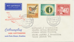 BUNDESREPUBLIK 4.1.1958 Erstflug Deutsche Lufthansa Nach Porto Alegre Mit Supperconstellation Im Zuge Der Fluglinie Nach - Primeros Vuelos