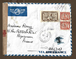 !!! LETTRE PAR AVION DE 1941 POUR LA FRANCE, VIA BAGDAD AVEC CACHET DE KOMPANG CHAN, CAMBODGE - Luftpost