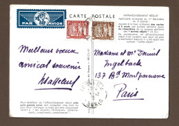 !!! CARTE DE VOEUX AIR FRANCE PAR AVION POUR PARIS, DE 1938, AVEC AFFRANCHISSEMENT RÉDUIT ET CACHET DE HANOI, TONKIN - Airmail