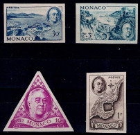 MONACO 1946 1ST DEATH ANNIVERSARY OF FRANKLIN D. ROOSEVELT STAMP IMPERF PROOF MI No 322-5 MNH VF!! - Abarten