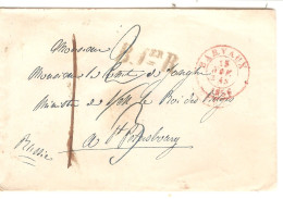 Lettre Sans Contenu Obl. Barvaux 15/11/1856  + B.1er R. + Tax 1 2/3 > Ministre Belge St.Petersbourg Russie - 1849-1865 Médaillons (Autres)