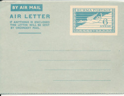 Burma Aerogramme 6 Annas In Mint Condition - Myanmar (Burma 1948-...)