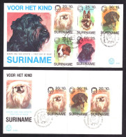 Suriname Republiek / Surinam Republic FDC E009+ E009a Dogs Animals Nature (1976) - Suriname