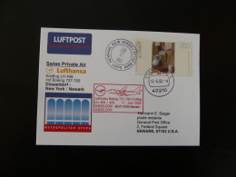 Premier Vol First Flight Dusseldorf New York Newark Boeing 737Lufthansa 2002 - Erst- U. Sonderflugbriefe