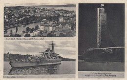 E2984)  KIEL - PANZERSCHIFF - Marinedenkmal - Labow - Alte Dreibild AK - - Guerre 1939-45