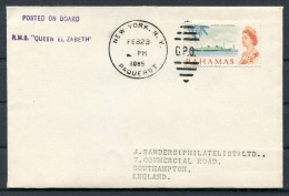 1965 Bahamas R.M.S. "QUEEN ELIZABETH" New York, USA Paquebot Ship Cover  - 1963-1973 Autonomie Interne