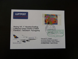 Premier Vol First Flight Frankfurt To North Korea Boeing 747 Lufthansa Cargo 2003 - First Flight Covers