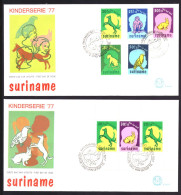 Suriname Republiek / Surinam Republic FDC E018 A&B Animals Nature Child Welfare (1977) - Suriname