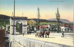 AARAU ► Kettenbrücke Mit Fuhrwerk Und Passanten, Ca.1910 - Aarau