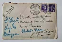 STORIA POSTALE  ITALIA  SOMALIA PADOVA X MOGADISCIO +  Belet Uen 1935 1 Lira +50 Gemello - Poststempel (Flugzeuge)