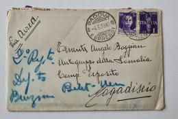 STORIA POSTALE  ITALIA  SOMALIA PADOVA X MOGADISCIO +  Belet Uen 1935 1 Lira +50 Gemello - Marcophilia (AirAirplanes)