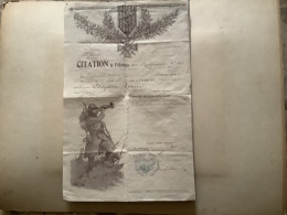 Militariat .très Beau Document Citation à L’ordre Du Regiment D’infanterie No 353  5 Juillet 1917 - Documenti