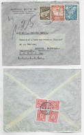 CHILE CHILI DIVERS LETTRE COVER AVION SANTIAGO 1947 POUR SUISSE ZURICH TAXE AU DOS 10C+15C+50C PAIRE - Taxe