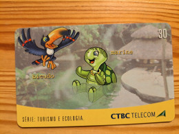 Phonecard Brazil, CTBC Telecom - Cartoon, Turtle, Bird, Tucan - Brazil
