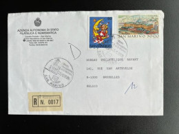 SAN MARINO 1989 REGISTERED LETTER SAN MARINO TO BRUSSELS 23-05-1989 - Cartas & Documentos