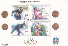 Norwegen 1119/22 Block 19 Olympische Winterspiele 1994, Lillehammer Used - Gebruikt