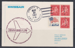 États-Unis FDC 1967 Swissair Vol New York Suisse PA 39 Carte Des Circonscriptions Du Grand New York Drapeau - 1961-1970