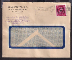 DDFF 582 -- Enveloppe TP Surcharge Locale Moins 10 % BRUXELLES 1946 - Cachet " Par Suite De Réquisition , Transféré .." - Guerra 40 – 45 (Cartas & Documentos)