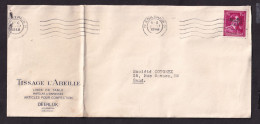 DDFF 591 -- Enveloppe TP Surcharge Locale Moins 10 % RENVERSEE, KORTRIJK 1946 - Entete Tissage L'Abeille à DEERLIJK - 1946 -10 %