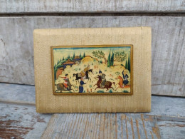 Ancienne Peinture Miniature Perse Iran Jeu Équestre Polo Sport Cheval Chevaux - Art Oriental