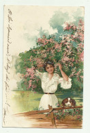 RAGAZZA CON CUCCIOLO ILLUSTRATA IN RILIEVO 1903 - VIAGGIATA FP - 1900-1949