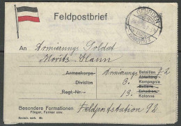 Feldpostbrief - Armierungs Soldat Hann - Afg./Obl. 28/02/1916 Gehrden (Hannover) - Feldpoststation 92 - Feldpost (franchise)