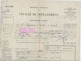 Feuille De Deplacement   Militaires Isolés (35 Cm X 27 Cm) 37 Regt D Aviation Centre De Fès /casablanca 1934 Bordeaux - Documents