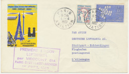 FRANKREICH 1.4.1962, Erstflug Deutsche Lufthansa Mit Viscount 814 „PARIS – STUTTGART“ (Hab.499/Sie.249) - Premiers Vols