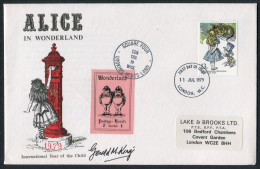 1979 GB Alice In Wonderland I.Y.C. Gerald King SIGNED First Day Cover. Wonderland Cinderella FDC - Cinderelas