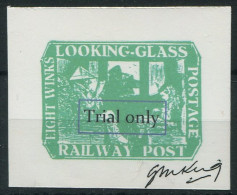 GB Cinderella "Looking Glass" Railway Post, Gerald King SIGNED "Trial"  - Werbemarken, Vignetten