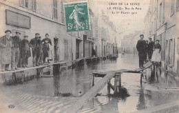 Le PECQ (Yvelines) - Crue De La Seine, 1er Février 1910 - Rue De Paris - Inondation - Voyagé (2 Scans) - Le Pecq