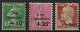 France 1929 N°253/55* Caisse D'amortissement. Cote 120€. - 1927-31 Sinking Fund