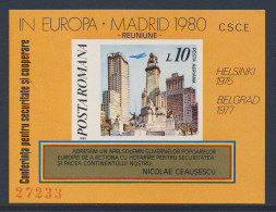 Romania Romana Rumänien 1980 Mi B175 YT B146 ** Bucharest - Eur. Security Co-op Conference - Instituciones Europeas