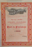Tannerie Lang Et Compagnie - Malmédy - Part De Fondateur - 1929 - Tessili