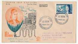 FRANCE => FDC 5F Philippe LEBON - Premier Jour - Brachay (Hte Marne) -  5 Mars 1955 - 1950-1959