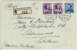 Schweiz Pro Juventute 1936, Brief Einschreiben Montreux Bon-Port - Schönenwerd, Trachten, Stefano Franscini - Storia Postale